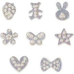 INF Autocollants strass Zhenzhutang (8 pcs) - Perles imitation blanches en polyuréthane, oursons et papillons, compatible avec