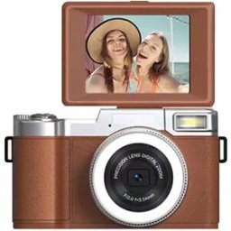 INF Appareil Photo Numérique Marron avec Écran Rabattable, Enregistrement HD 1080p et Mode Beauté