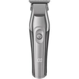 INF Tondeuse sans fil à affichage LCD pour gravure - 2000mAh rechargeable, lame T auto-affûtante 0.1mm, autonomie 250min Gris + Argent