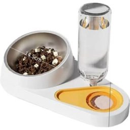 INF Distributeur Automatique de Nourriture et d'Eau pour Animaux avec Bol en Acier Inoxydable