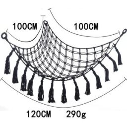 INF Hamac triangulaire tissé à la main en corde de coton - Filet de rangement pour peluches, Organisateur d'angle suspendu Le noir