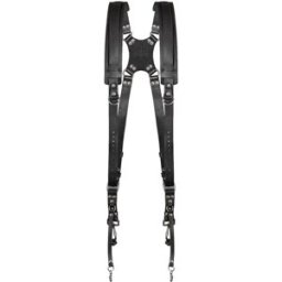 INF Double sangle d'épaule pour appareil photo en cuir véritable Le noir
