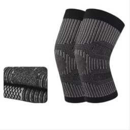 INF Genouillères Épaisses en Laine - Support Thermique Hivernal, Mélange de Soie, Tricot Élastique L Le noir