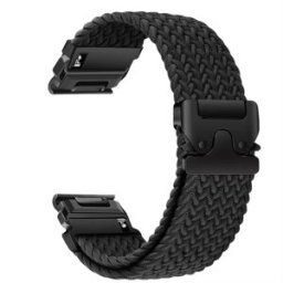 INF Bracelet de montre tissé en nylon élastique compatible avec Garmin Fenix 8/7X Pro/955/965 Boucle magnétique à dégagement Le noir 26 mm