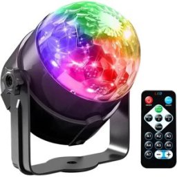 INF Lampe boule magique cristal 3x1W LED - Disco rotative 7 couleurs avec télécommande, activation sonore, prise US