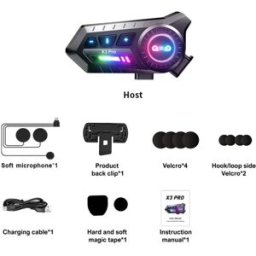 INF Casque Bluetooth moto étanche IP67 avec annulation de bruit, microphone à perche souple, Bluetooth 6.0 et éclairage RGB