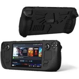 INF Housse de protection en silicone pour console de jeu Steam Deck - Antidérapante et résistante à la poussière Le noir