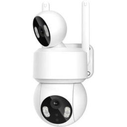 INF Caméra de sécurité PTZ extérieure avec double objectif 2MP, vision nocturne couleur et audio bidirectionnel