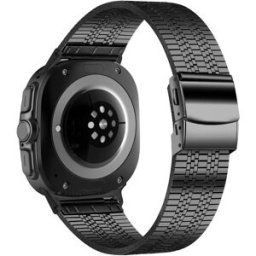 INF Bracelet de montre en acier inoxydable compatible avec Samsung Galaxy Watch Ultra 8, design à cinq perles avec boucle Le noir