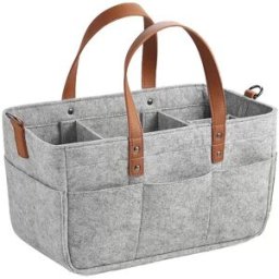 INF Organisateur de Couches en Feutre - Sac de Rangement Portable pour Essentiels de Bébé, Élégant et Pratique Gris L