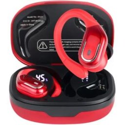 INF Écouteurs sport Bluetooth BX27 à crochet d'oreille - Maintien ergonomique, réduction de bruit intelligente, boîtier de Rouge
