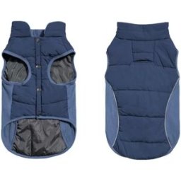 INF Veste pour chien bleu marine avec boutons - Imperméable, coupe-vent et chaude L