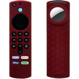 INF Housse de protection de télécommande pour Fire TV Stick 2024ALEXA 3e génération airtag Vin rouge