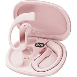 INF Écouteurs de sport Bluetooth à affichage numérique et crochet d'oreille avec traduction IA Or rose