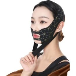 INF Sangle de lifting facial double couche 2 unités - Sangle mentonnière antidérapante en silicone, élastique polyester