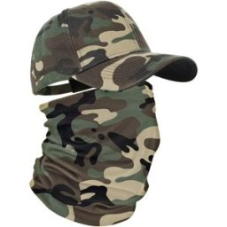 INF Ensemble deux pièces camouflage : casquette de baseball en mesh respirant + tour de cou à séchage rapide pour protection