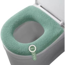 INF Coussin de siège de toilette 2 pièces avec poignée en silicone - Housse en spandex lavable, sans peluches, chaleur hivernale Vert