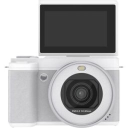 INF Appareil photo numérique beauté double objectif à écran rabattable 180° 3.0-inch, 80MP, 5K, zoom 18x et Wi‑Fi Blanc