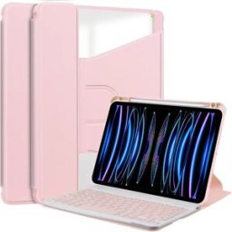 INF Étui Clavier Bluetooth Rotatif à 360° compatible avec iPad Pro 11 (2018/2020/2021/2022) - Couverture en Cuir PU Rose
