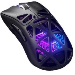 INF Souris Gaming Tri-Mode avec Éclairage RGB Météore Volcan, Coque Creuse Légère, jusqu'à 22000 DPI, Type-C, 2.4GHz & Bluetooth Le noir