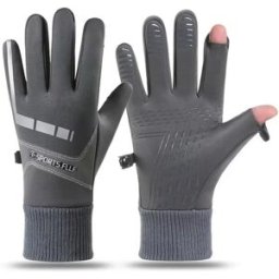 INF Gants de cyclisme d'hiver pour hommes : Thermiques, tactiles, coupe-vent et antidérapants pour sports de plein air Gris