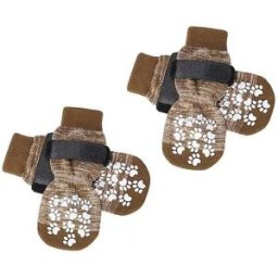 INF Chaussettes pour animaux de compagnie avec double point de colle - Lot de 4, antidérapantes et imperméables, compatibles Marron S