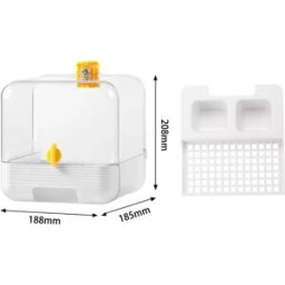 INF Baignoire et mangeoire multifonctionnelles pour oiseaux - Douche et bol d'alimentation pour perroquets Blanc