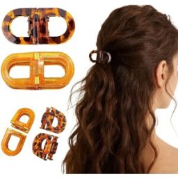 INF Lot de 2 pinces à cheveux magnétiques - Maintien fort, anti-plis 2-en-1 Leopard + Orange