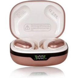 INF Écouteurs Bluetooth sans fil à crochet d'oreille avec réduction de bruit - Bluetooth 5.4, Driver titane 13mm, Affichage LED Or rose