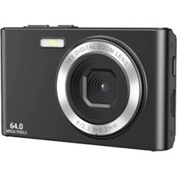 INF Appareil photo style carte à double objectif 64MP 4K, Zoom numérique 18x, Écran 2.8inch, Boîtier PC+ABS compact Le noir