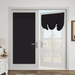 INF Rideau/Rideau de porte occultant de haute précision de couleur unie Le noir