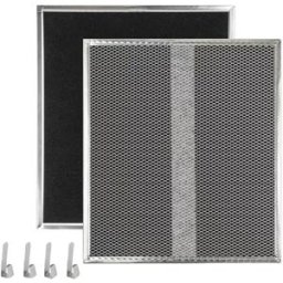 INF Lot de 2 Filtres à Charbon compatibles avec Broan pour Hotte - Aluminium + Charbon Actif, Noir, 37cm x 32.5cm
