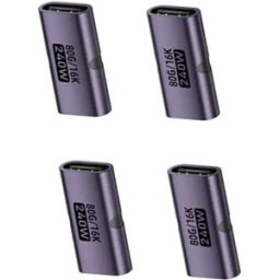 INF Adaptateur Type-C femelle-femelle 4-pack - Alliage d'aluminium, alimentation 240W, 80Gbps, 16K Violet