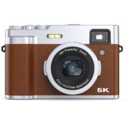 INF Appareil photo numérique 5K avec deux objectifs, viseur, autofocus et anti-shake Marron