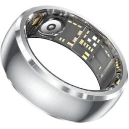 INF Bague intelligente multifonction en acier inoxydable avec écran tactile, IP68+5ATM, contrôle gestuel et boîtier de charge Argent 11