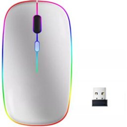 INF Souris d'ordinateur sans fil avec LED RVB double mode Bluetooth/WiFi