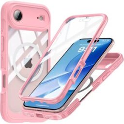 INF Coque Rose 9H en Verre Trempé Anti-Choc Compatible avec iPhone 17 air avec Charge Magnétique Sans Fil