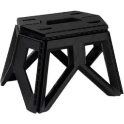 INF Tabouret pliant portable à poignée - Siège pliable en plastique, capacité d'au moins 200 jin, antidérapant et compact Le noir