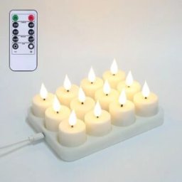 INF Lot de 12 bougies LED rechargeables avec télécommande, blanc chaud