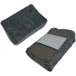 INF Bloc éponge de lavage de voiture à sangle élastique - Bloc éponge en velours corail Gris