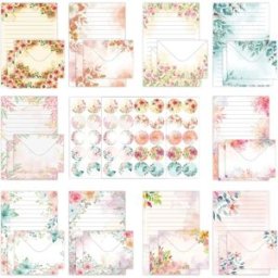 INF Ensemble de papeterie florale avec enveloppes - 160 pièces