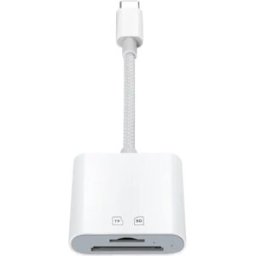 INF Lecteur de cartes Type-C double (SD+TF) - Lecteur USB-C haute vitesse 15M/s, ABS, compatible avec MacBook, iPad et Blanc