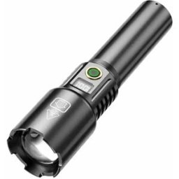 INF Lampe Torche LED Laser Blanche Rechargeable 20W avec Batterie 26650 et Câble USB