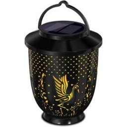INF Lanterne Solaire de Jardin Extérieure - Motif Grue, Finition Noire, Éclairage Paysager LED Étanche