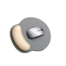 INF Tapis de souris ergonomique en Silicone et Lycra avec repose-poignet - Antidérapant, finition dégradée, confort et Gris + Argent