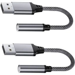 INF Adaptateur Type-C vers 3.5mm Pack de 2 - Télécommande Inline, Câble Tressé et Boîtier en Alliage d'Aluminium, Contrôle