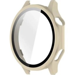 INF Coque intégrée PC+verre trempé compatible avec Oppo Watch X3 et compatible avec OnePlus Watch 4 - Protection écran Ivoire