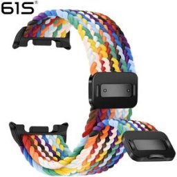 INF Bracelet en nylon tressé élastique avec boucle magnétique 46 mm compatible avec Samsung Galaxy Watch 8 Classic Couleurs de l'arc-en-ciel