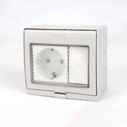 INF Boîtier extérieur étanche en PC+ABS avec prise Schuko allemande et interrupteur unipolaire 1 module - Montage en saillie,