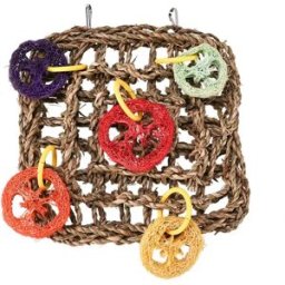 INF Filet d'escalade carré pour oiseaux - Jouet à mâcher en herbe naturelle pour perroquets, perruches et cockatiels